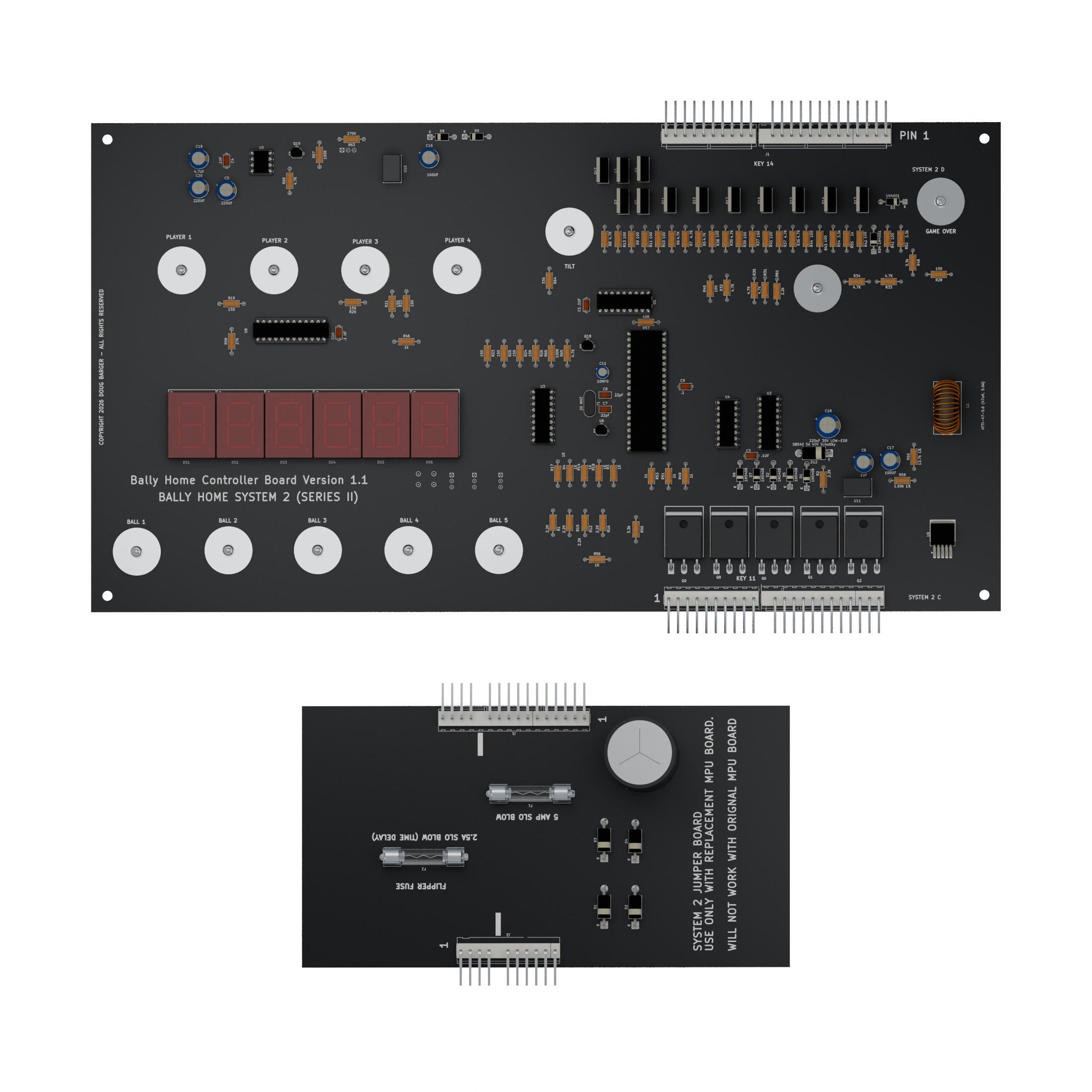Rendered Bally Home System 2 controller and matching fused power jumper board